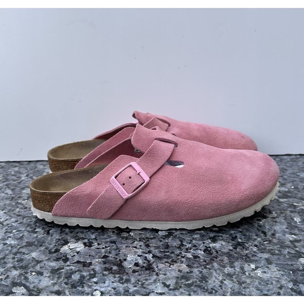 Stained Birkenstock Boston Bs Color Candy Pink Suede Ladies Size 8 - Picture 2 of 12